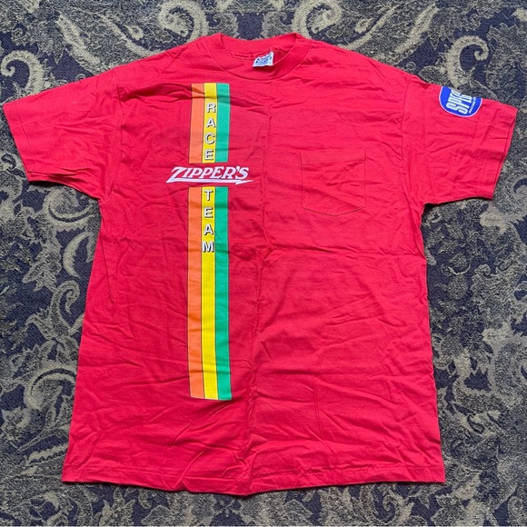 Vtg 90s Zippers Race Team Racing Jessup Maryland USA Red Shirt Mens Size XL - Picture 1 of 8